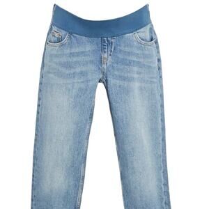 Topshop Maternity Jeans Size 10 Moto Mom High Waisted Relaxed Light Wash NWT